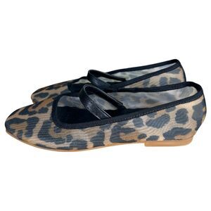 Crewcuts J. Crew Mesh Leopard Ballet Flats Mary Janes Maryjane Girl’s 1 NEW